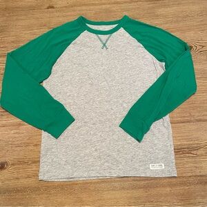 GAP Green Sleeve Heather Gray Raglan Long-Sleeve Tee